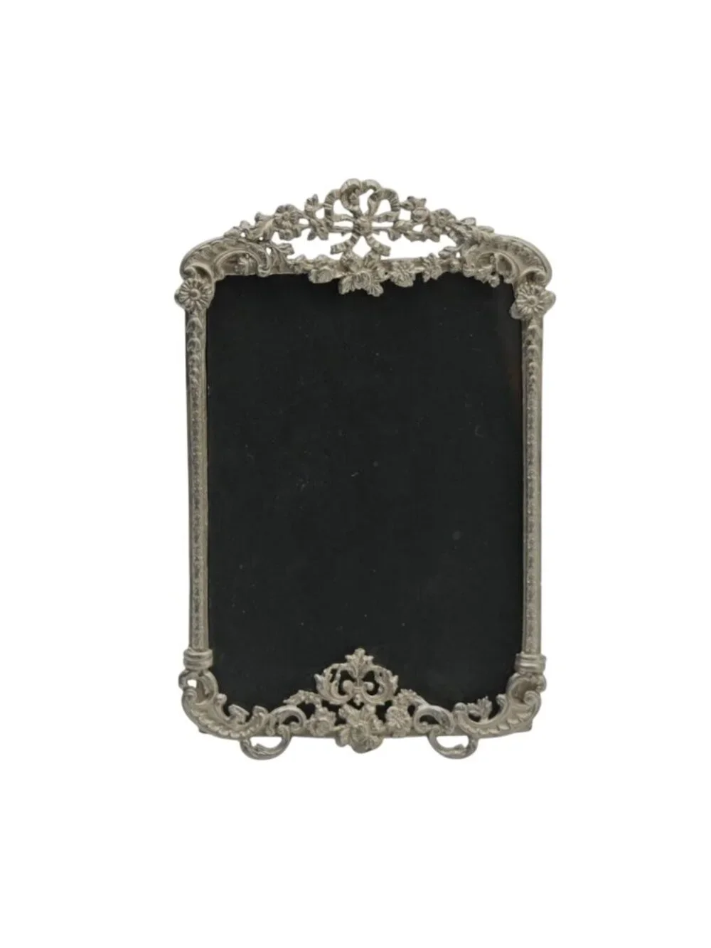 Vintage Silver Ornate 4x6 Photo Frame Baroque Rococo Floral Filigree Picture